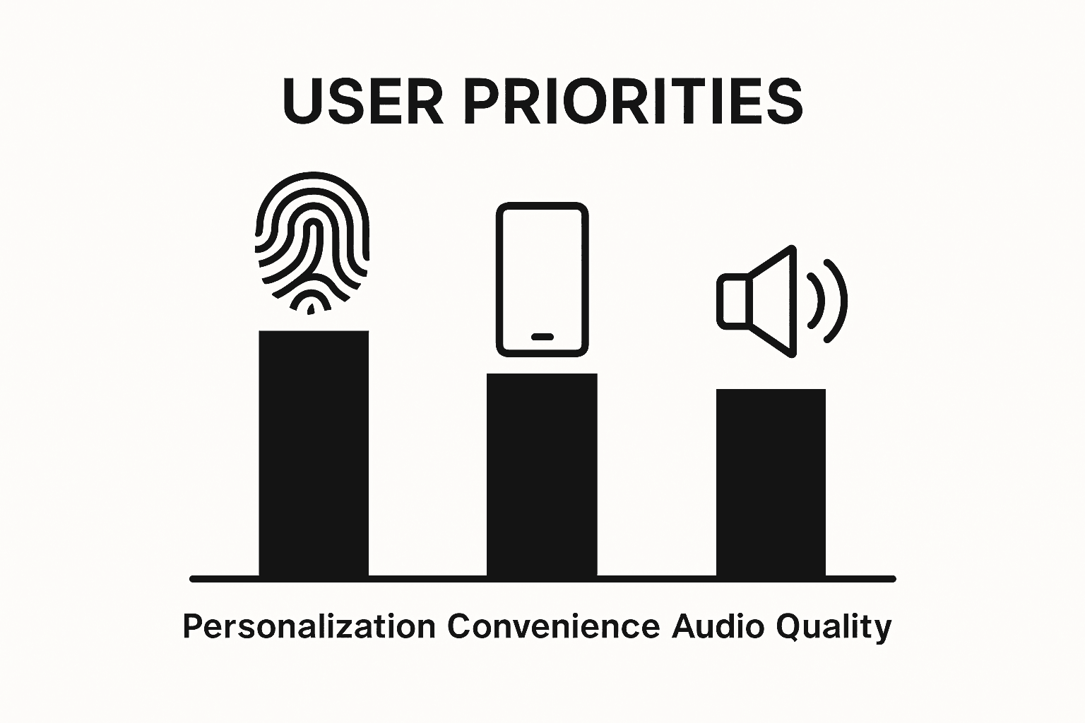 Infographic: Personalization, convenience, and audio quality compared for music streaming user needs
