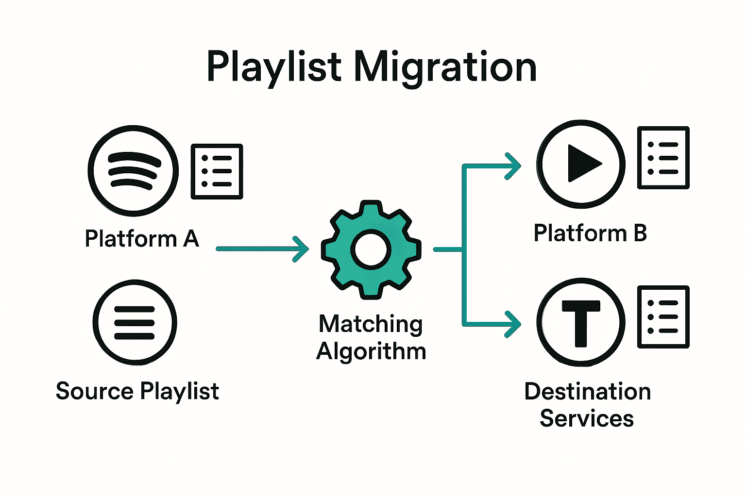 Infographic showing playlist matching across services