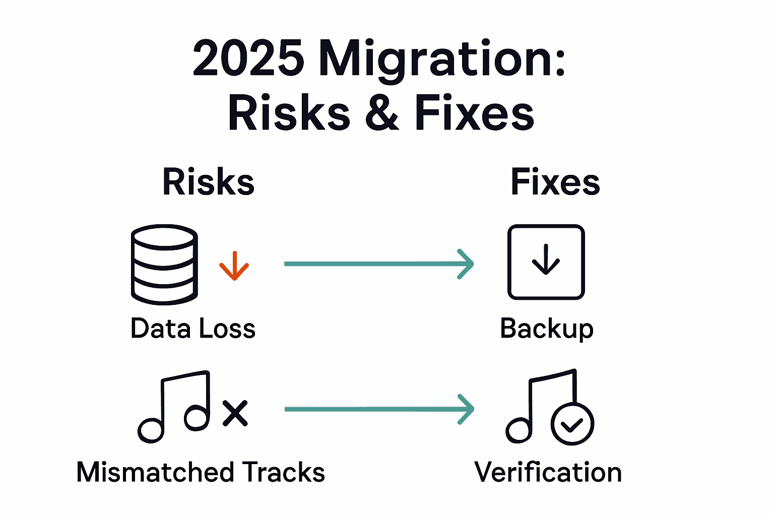 Infographic of playlist migration risks and solutions
